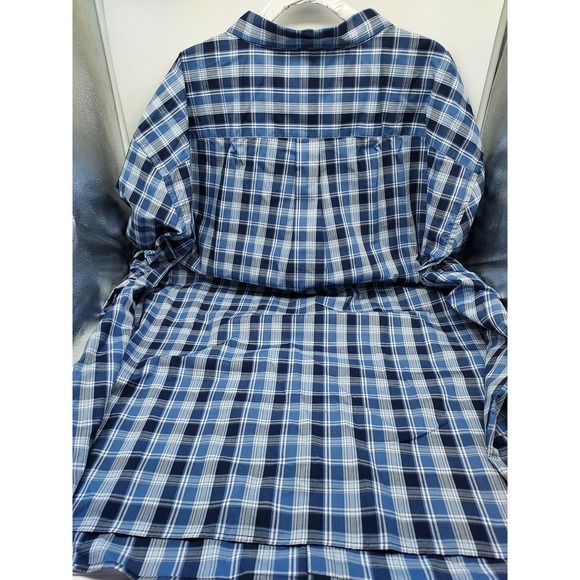 HB Men's 6XL Blue Plaid Button Down Short Sleeve Casual Shirt - Picture 7 of 7